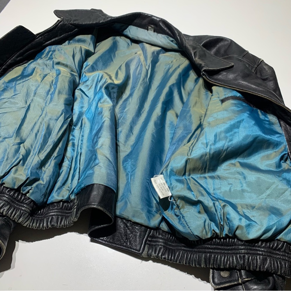 Vintage Leather Bomber Cafe Racer Jacket Men's Size XL-2XL 46 Black Biker - Picture 5 of 8